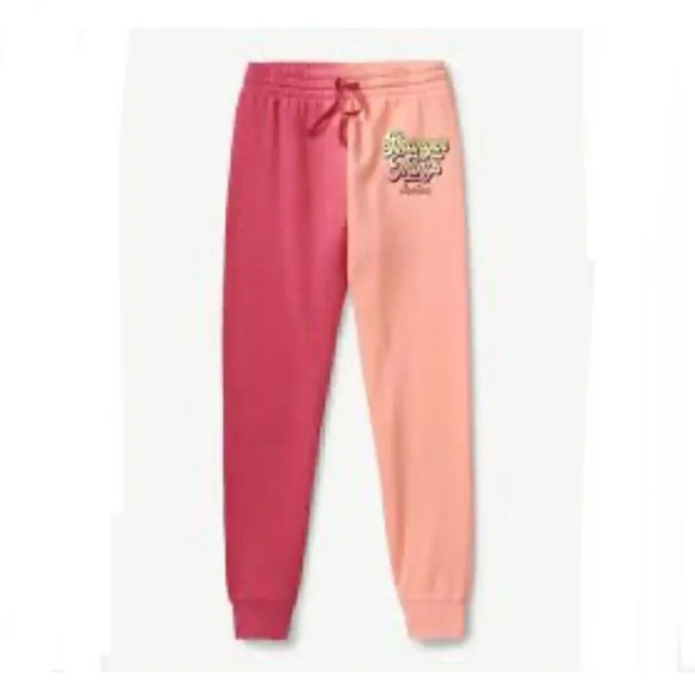 Justice x Stranger Things Girls Ombre Fleece Joggers Sweatpants Pink/Orange Sz S